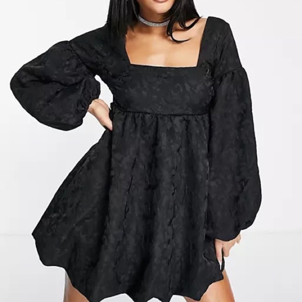 ASOS Design babydoll mini dress in jacquard